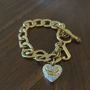 Vintage Juicy Couture Gold Heart Charm Bracelet